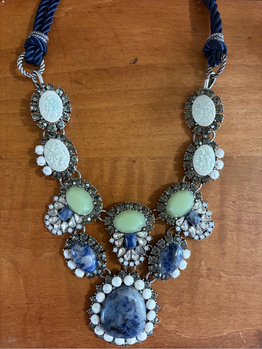 Chloe + Isabel Tangier Blue, White and Pale Green Statement Bib Necklace